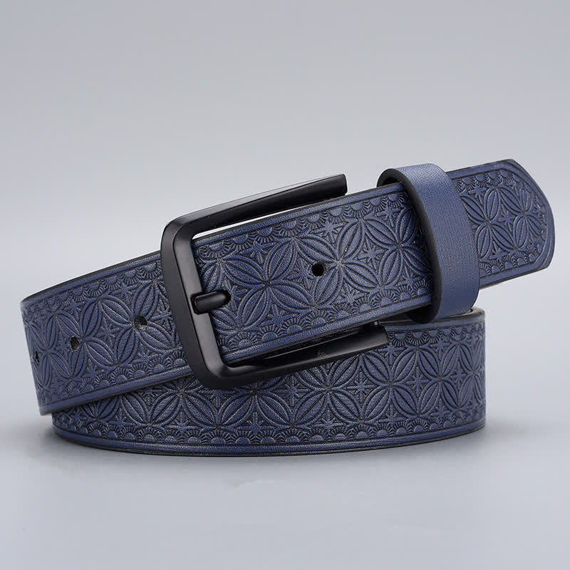 Ceinture en cuir à motif géométrique pour homme