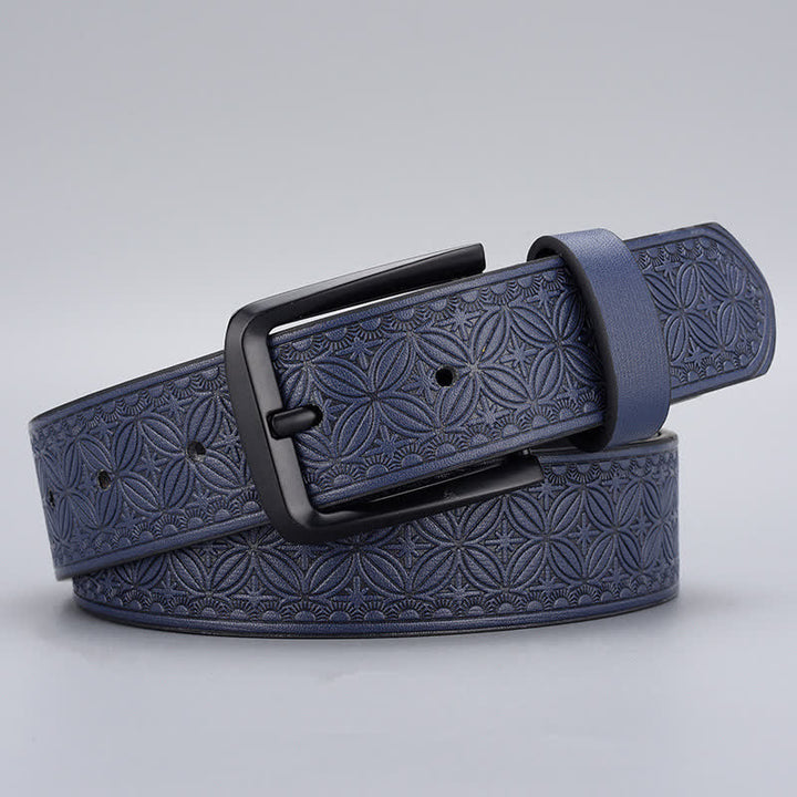 Ceinture en cuir à motif géométrique pour homme