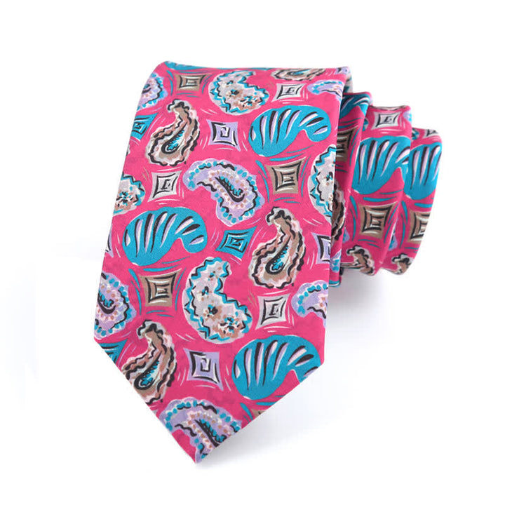 Cravate pour homme à imprimé cachemire rose et bleu