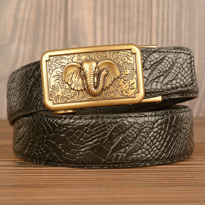 Ceinture en cuir à motif alligator éléphant punk pour homme