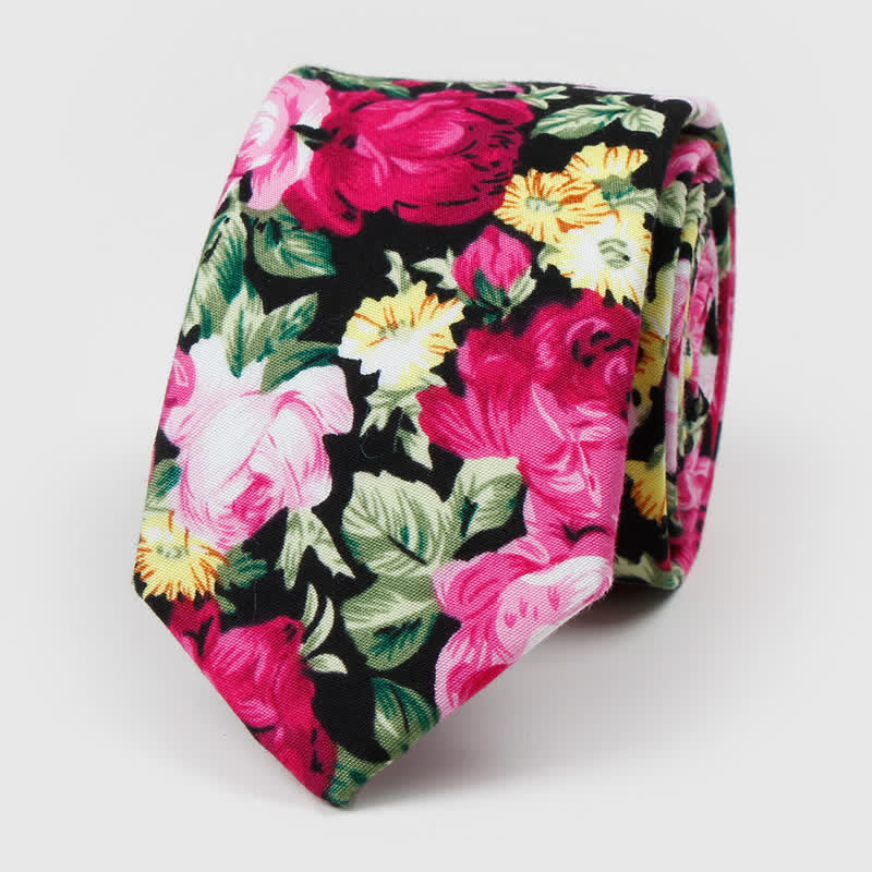 Cravate en coton à imprimé floral pour homme