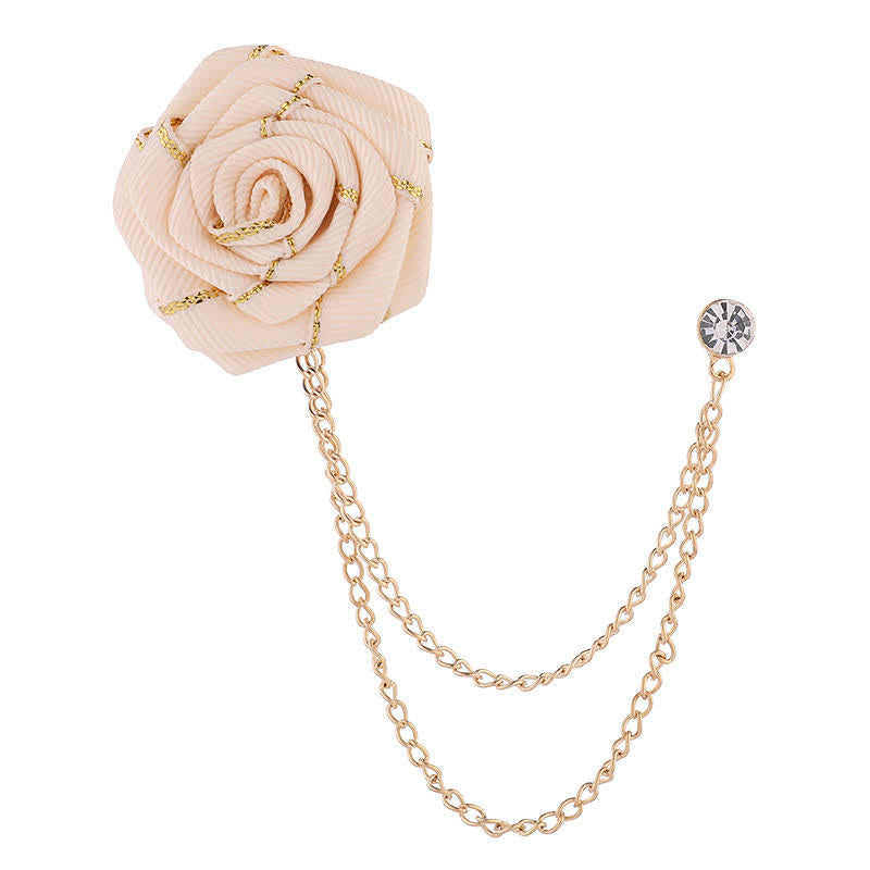 Charmante broche à chaîne en forme de rose florale pour homme
