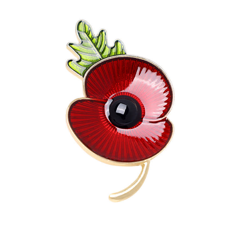 Broche commémorative unisexe en forme de feuille de pavot rouge - image 2