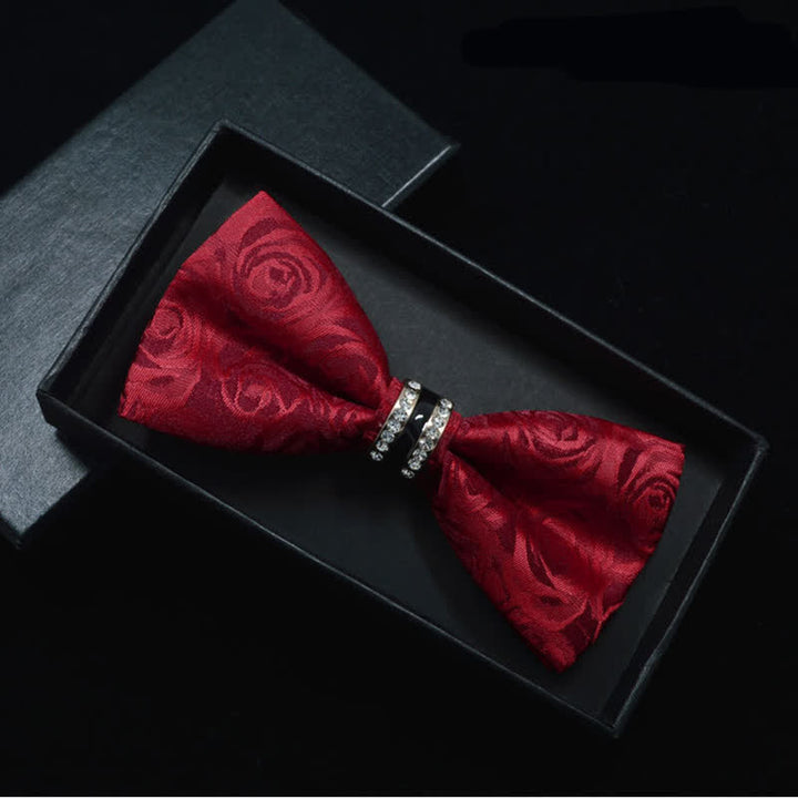 Nœud papillon à rayures et strass pour homme, motif cachemire et fleurs