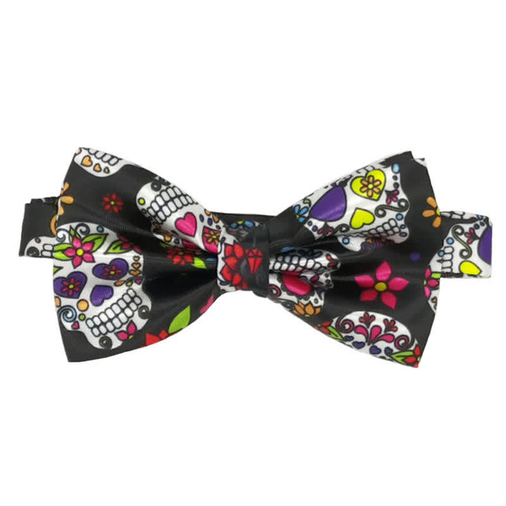 Nœud papillon Halloween pour homme avec tête de mort éclaboussée de sang