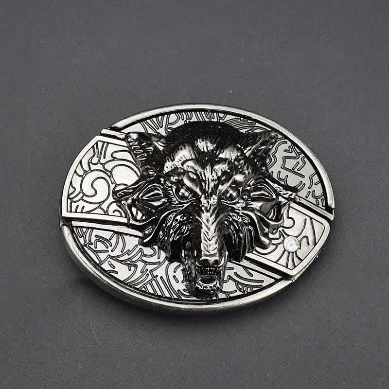 Ceinture en cuir pour homme avec couteau pliant Motif loup féroce