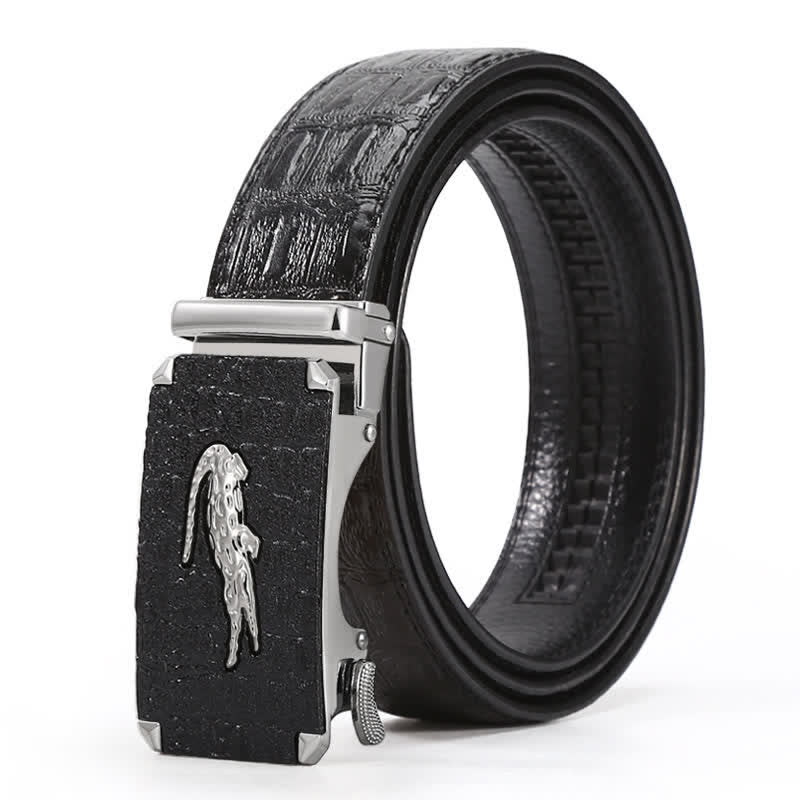 Ceinture en cuir à boucle en relief crocodile pour homme