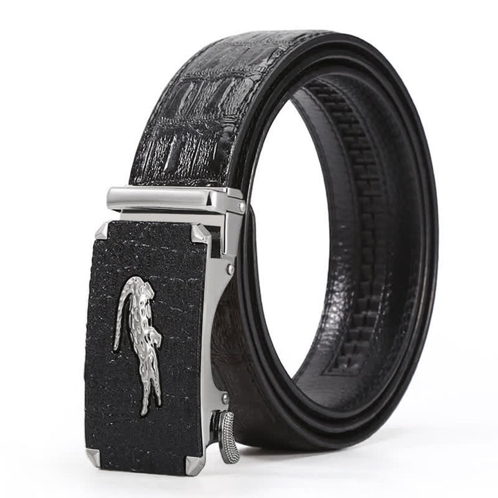 Ceinture en cuir à boucle en relief crocodile pour homme