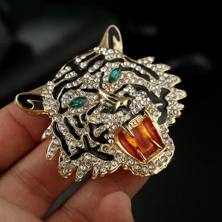 Broche rétro tête de tigre pour homme