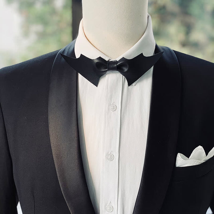 Nœud papillon en similicuir noir avec ailes de chauve-souris pour homme
