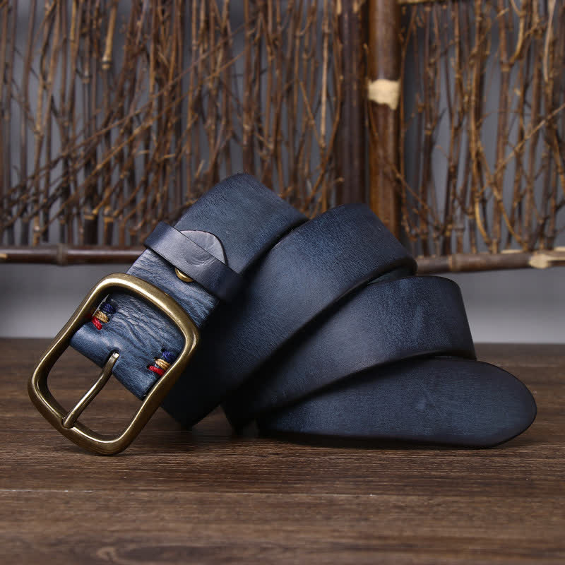 Ceinture en cuir de vachette pur épais vintage pour homme