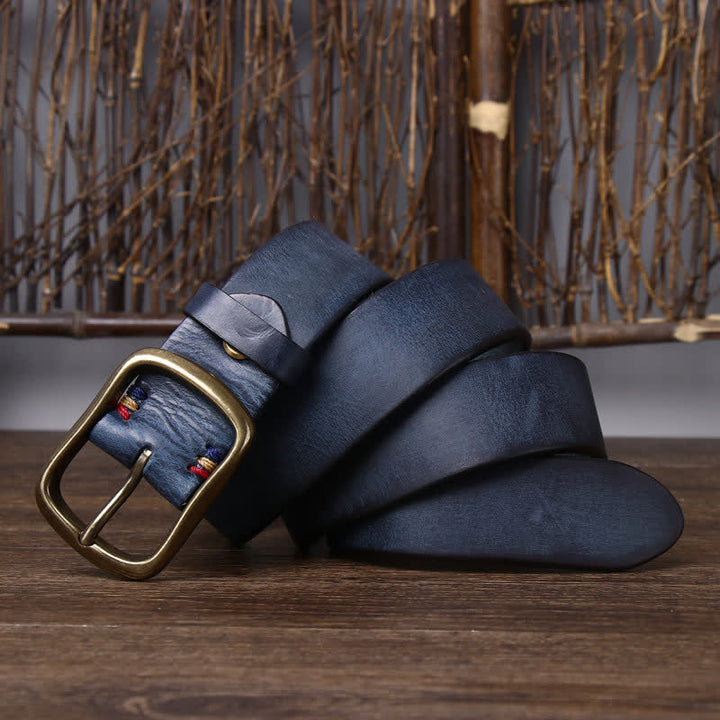 Ceinture en cuir de vachette pur épais vintage pour homme