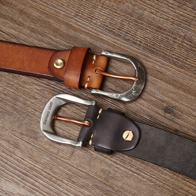 Ceinture en cuir à boucle sculptée vintage classique pour homme
