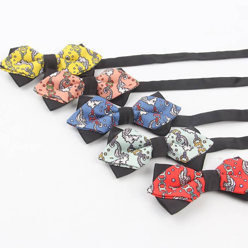 Nœud papillon pointu pour homme avec motif hippocampe