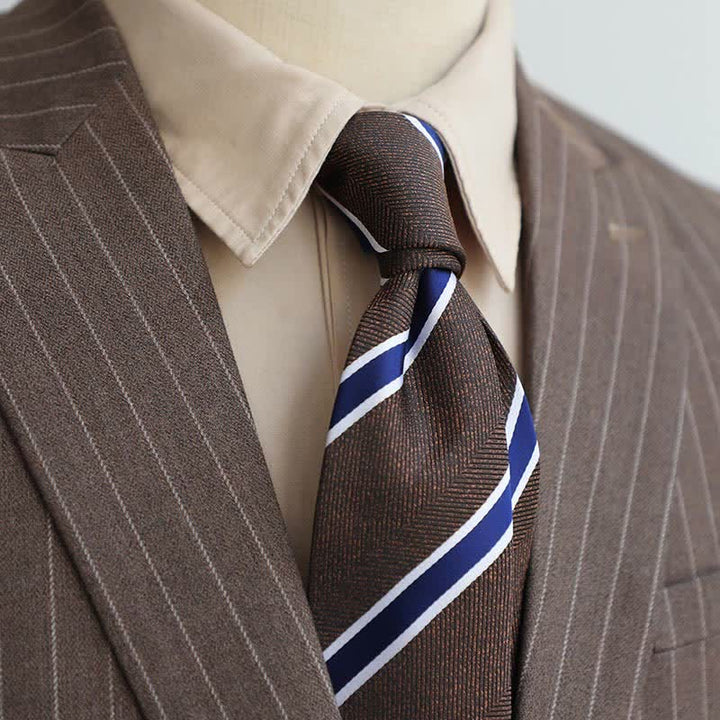 Cravate à rayures pour homme, série couleurs café, motif cachemire