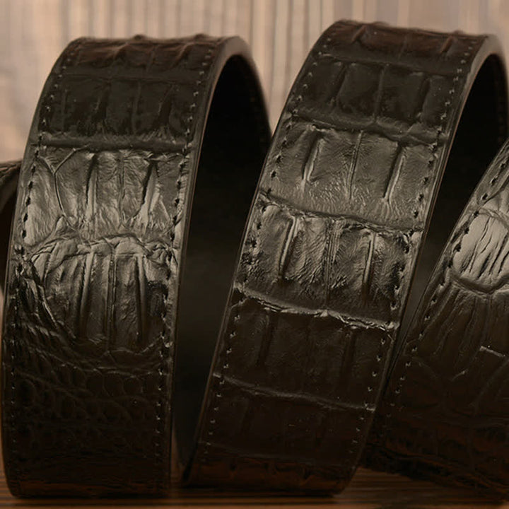 Ceinture en cuir à motif alligator cobra bouclé pour homme