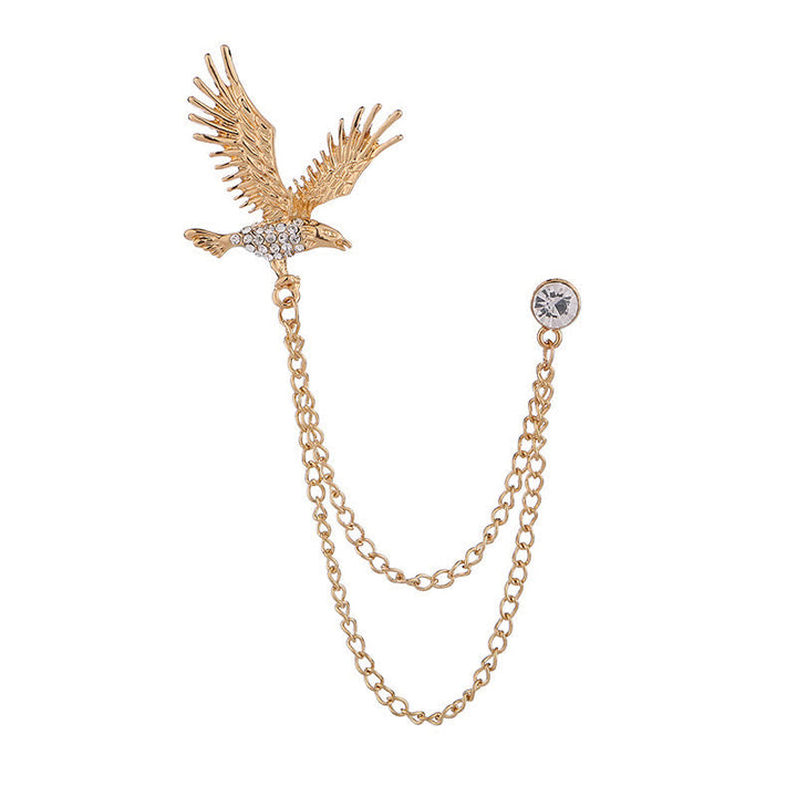 Broche en strass pour homme représentant un aigle en plein vol