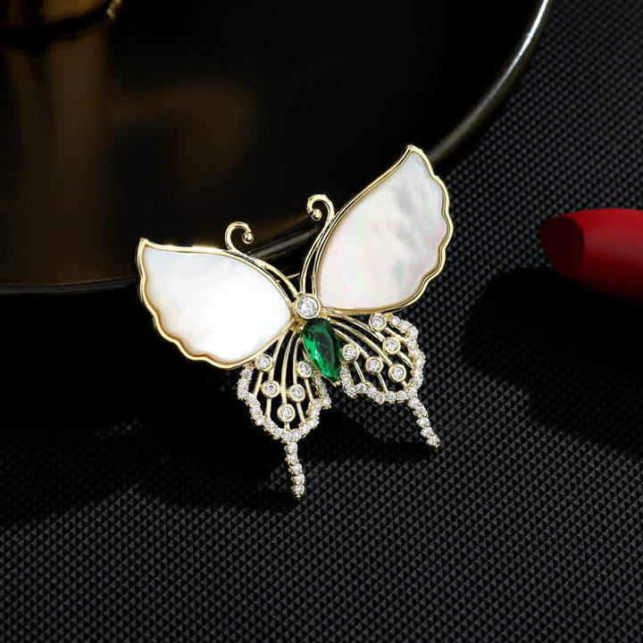 Broche papillon en coquillage naturel pour femme