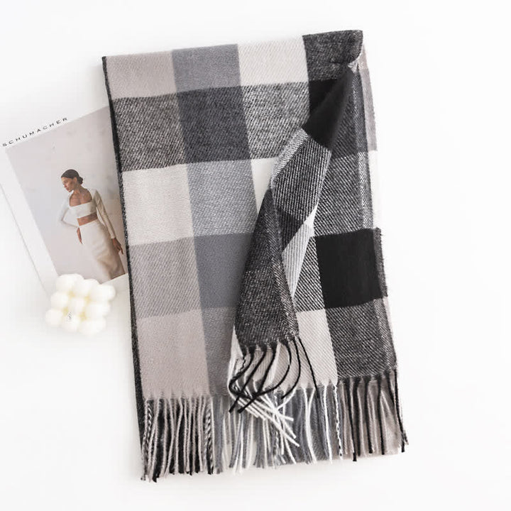 Écharpe à franges aux couleurs vives pour femme - Noir - image 11