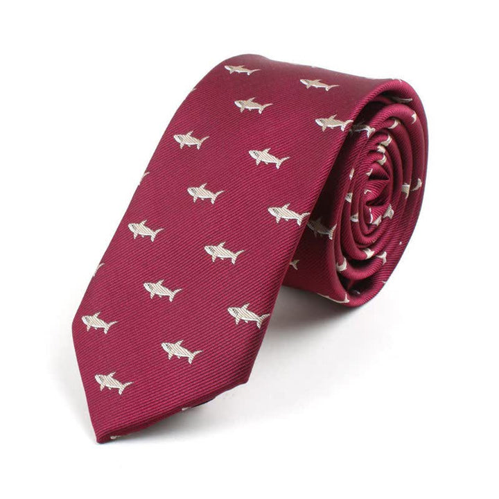 Cravate pour homme à motifs de dessins animés mignons - Requin rouge - image 10