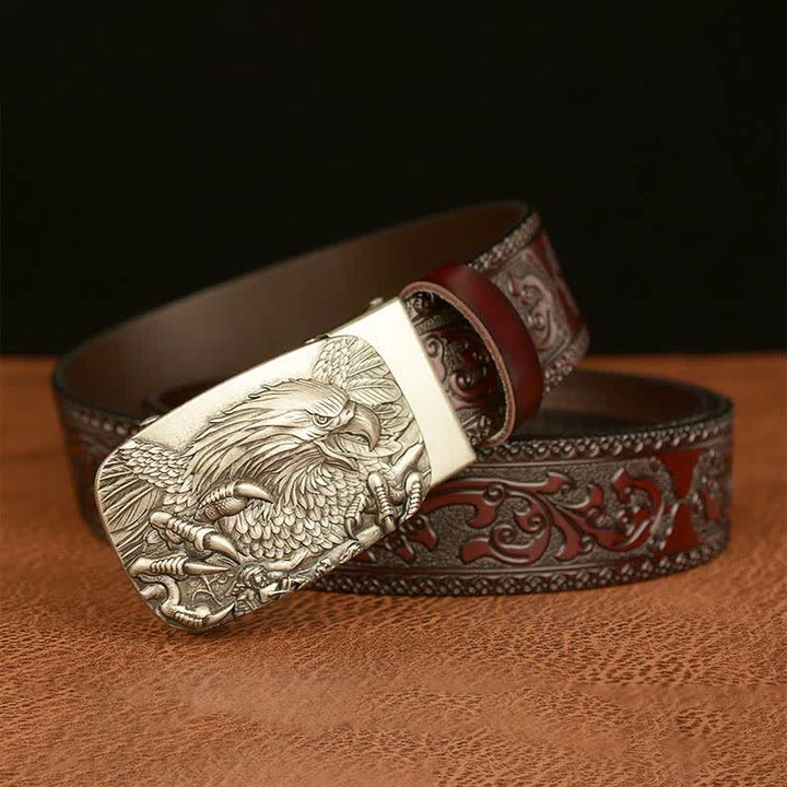 Ceinture en cuir véritable avec boucle aigle pour homme