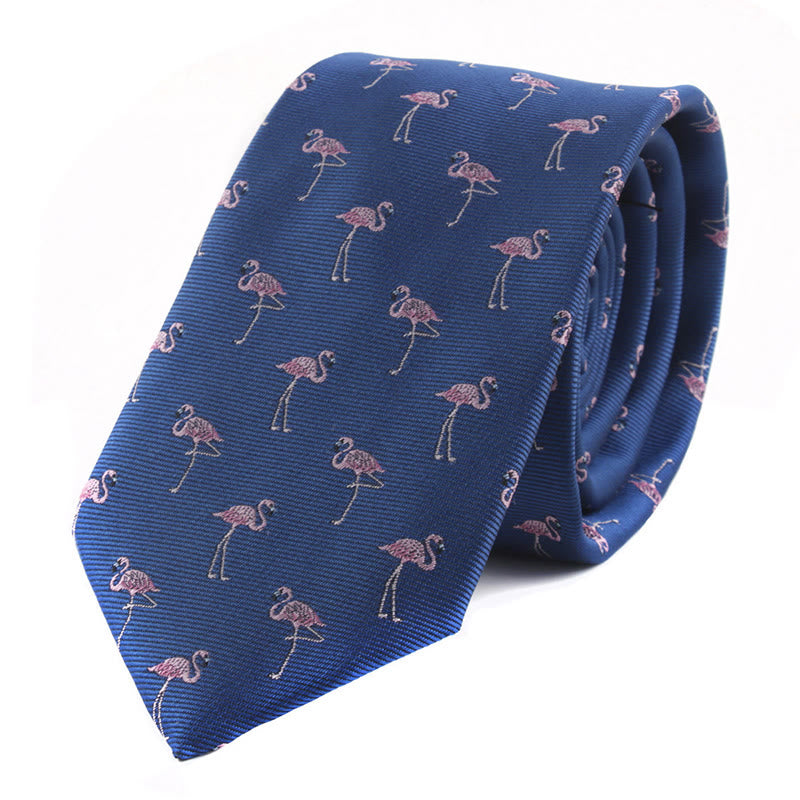 Cravate pour homme à motifs d'animaux et de poker - Flamant bleu - image 1
