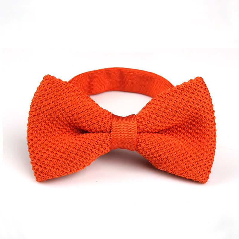 Nœud papillon tricoté double épaisseur de couleur unie pour homme
