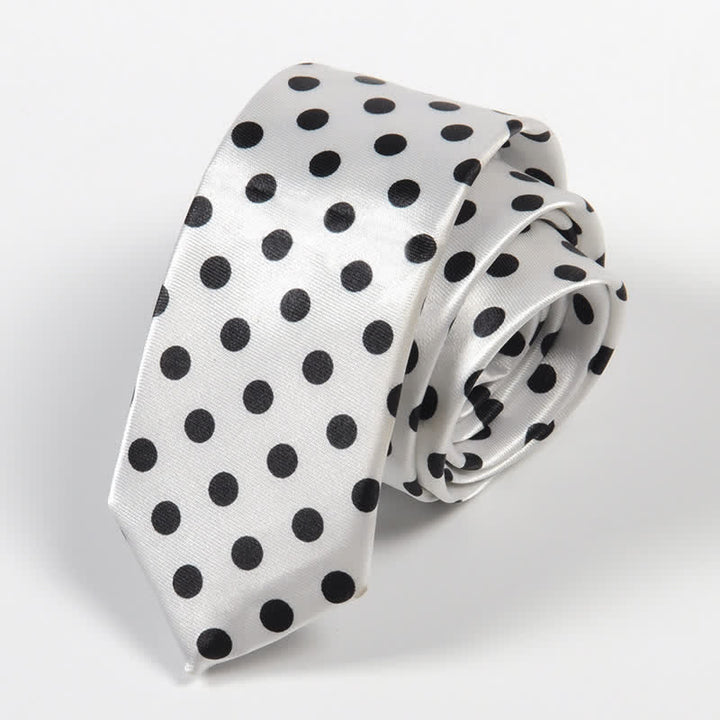 Cravate rayée à petits carreaux noirs et blancs pour homme - Points blancs et noirs - image 7