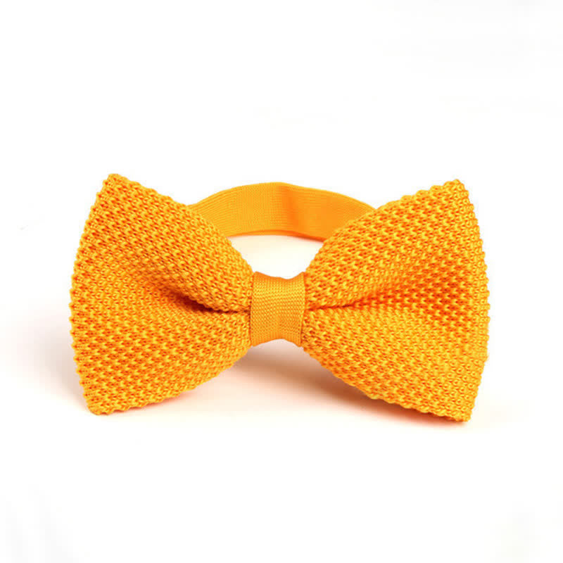 Nœud papillon tricoté double épaisseur de couleur unie pour homme