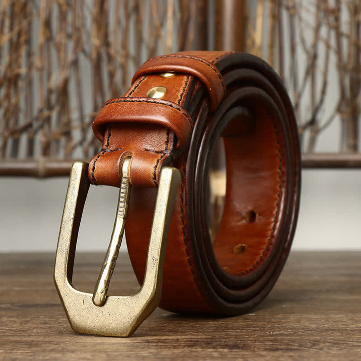 Ceinture en cuir brillant à boucle rectangulaire pour homme