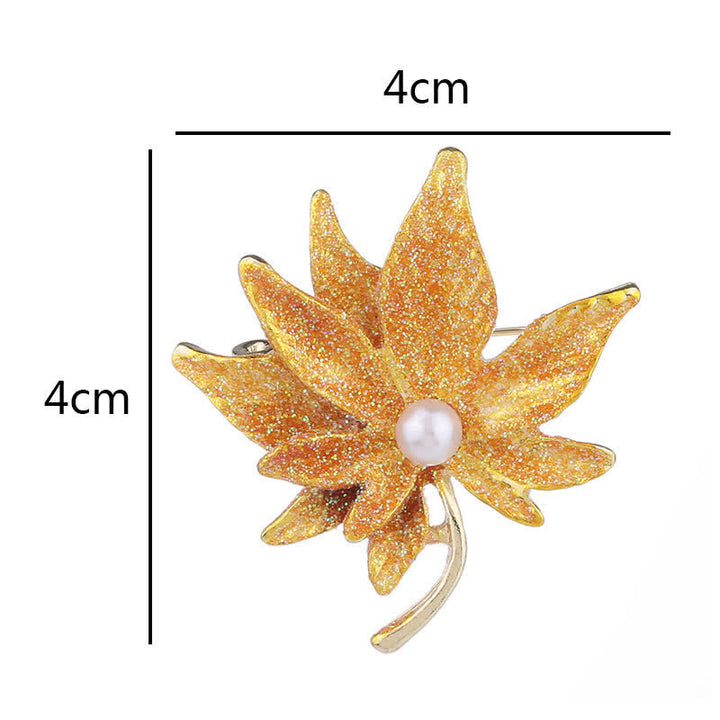 Broche en perles pour femme en forme de feuille d'érable