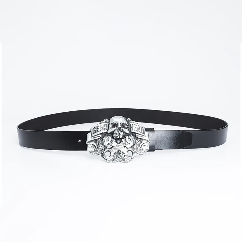 Ceinture en cuir punk fantaisie pour homme avec tête de mort