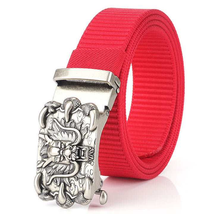 Ceinture décontractée en nylon à motif dragon pour homme