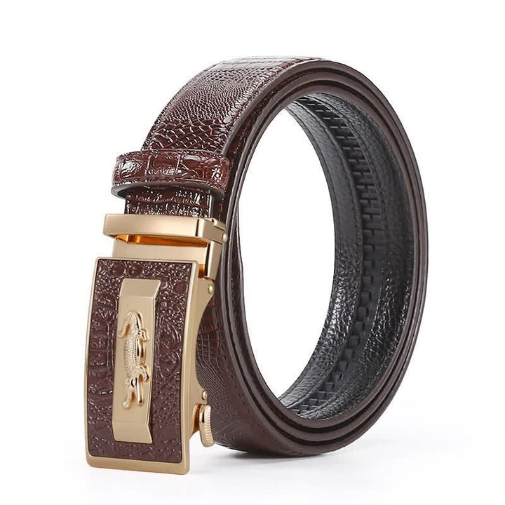 Ceinture en cuir à boucle automatique pour homme, motif crocodile