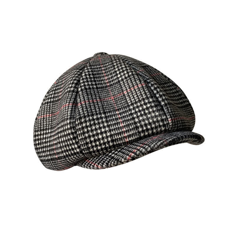 Casquette octogonale à carreaux noirs et blancs britanniques