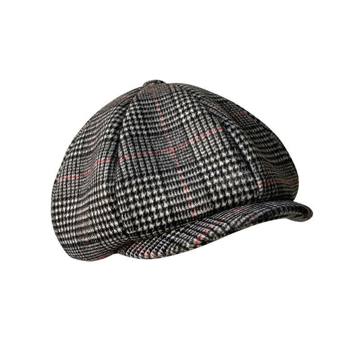 Casquette octogonale à carreaux noirs et blancs britanniques