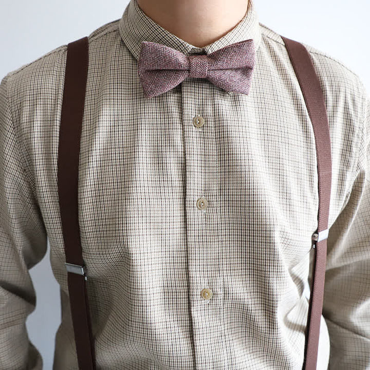 Nœud papillon simple en tweed de laine mélangée pour homme