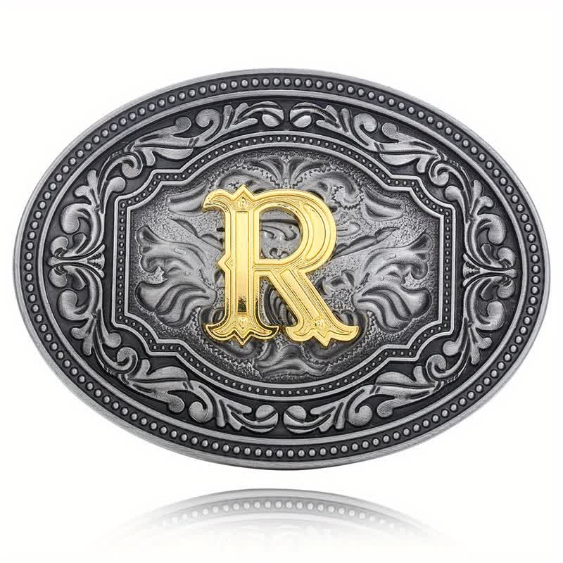 Ceinture en cuir unisexe style hip-hop avec boucle en relief et initiales