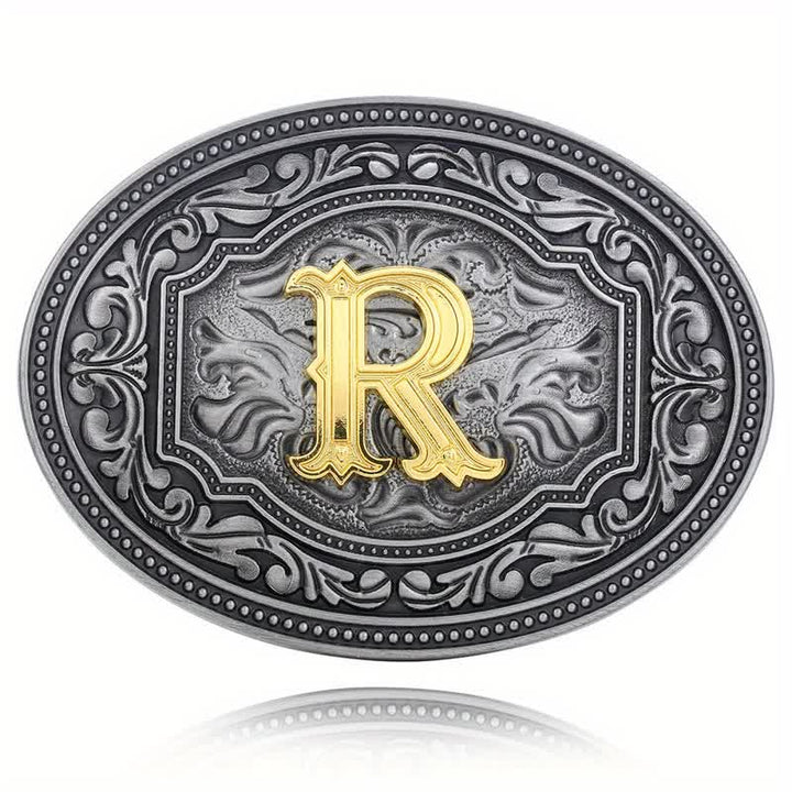 Ceinture en cuir unisexe style hip-hop avec boucle en relief et initiales