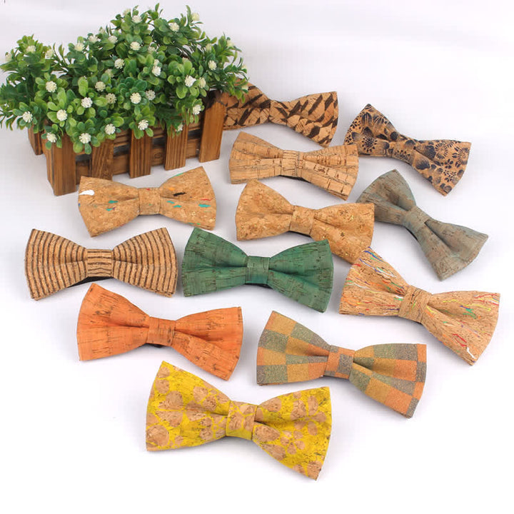 Nœud papillon multicolore à imprimé géométrique en grain de bois pour homme