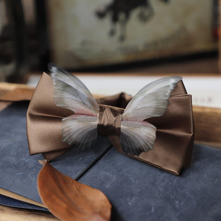 Ensemble de mouchoirs de poche vintage en organza pour homme avec nœud papillon papillon