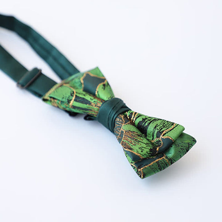Nœud papillon doré pour homme de la série Green avec motif de carpes koï
