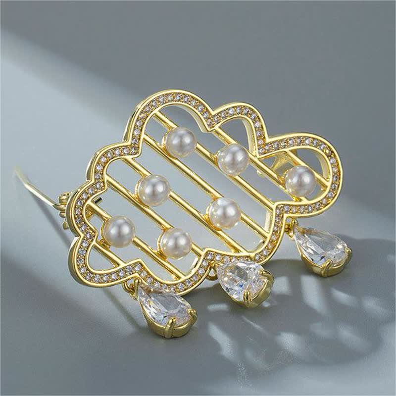 Broche en perles pour femme en forme de nuage de pluie