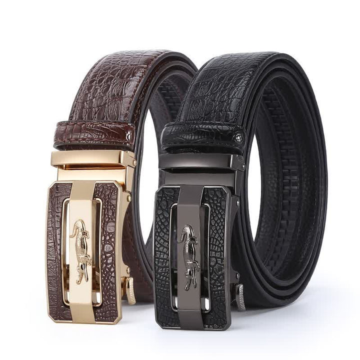 Ceinture en cuir à boucle automatique pour homme, motif crocodile