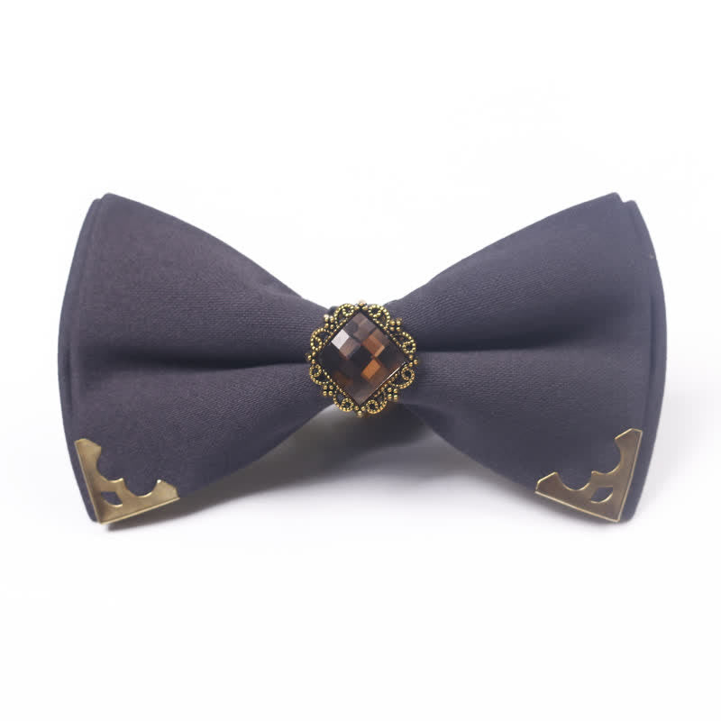 Nœud papillon en coton à bordure dorée pour homme