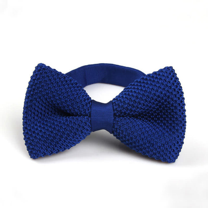 Nœud papillon tricoté double épaisseur de couleur unie pour homme