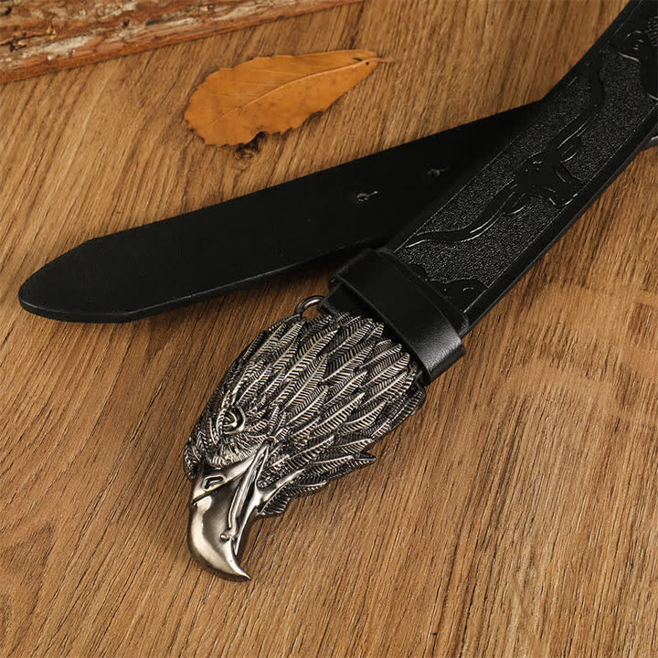 Ceinture en cuir western à tête d'aigle réaliste pour homme