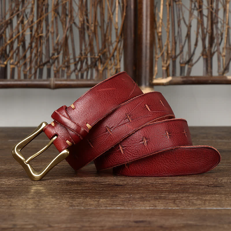 Ceinture en cuir craquelé vintage pour homme