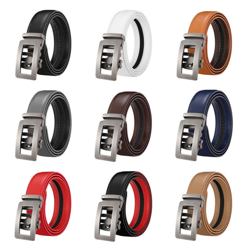 Ceinture en cuir à boucle automatique creuse simple pour homme - image 1
