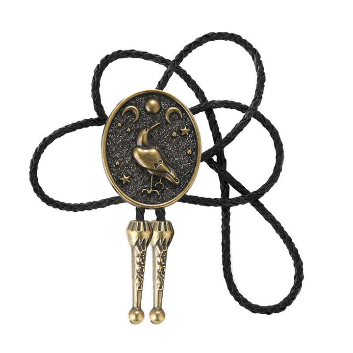 Cravate bolo simple avec étoiles, lune et oiseau tendance